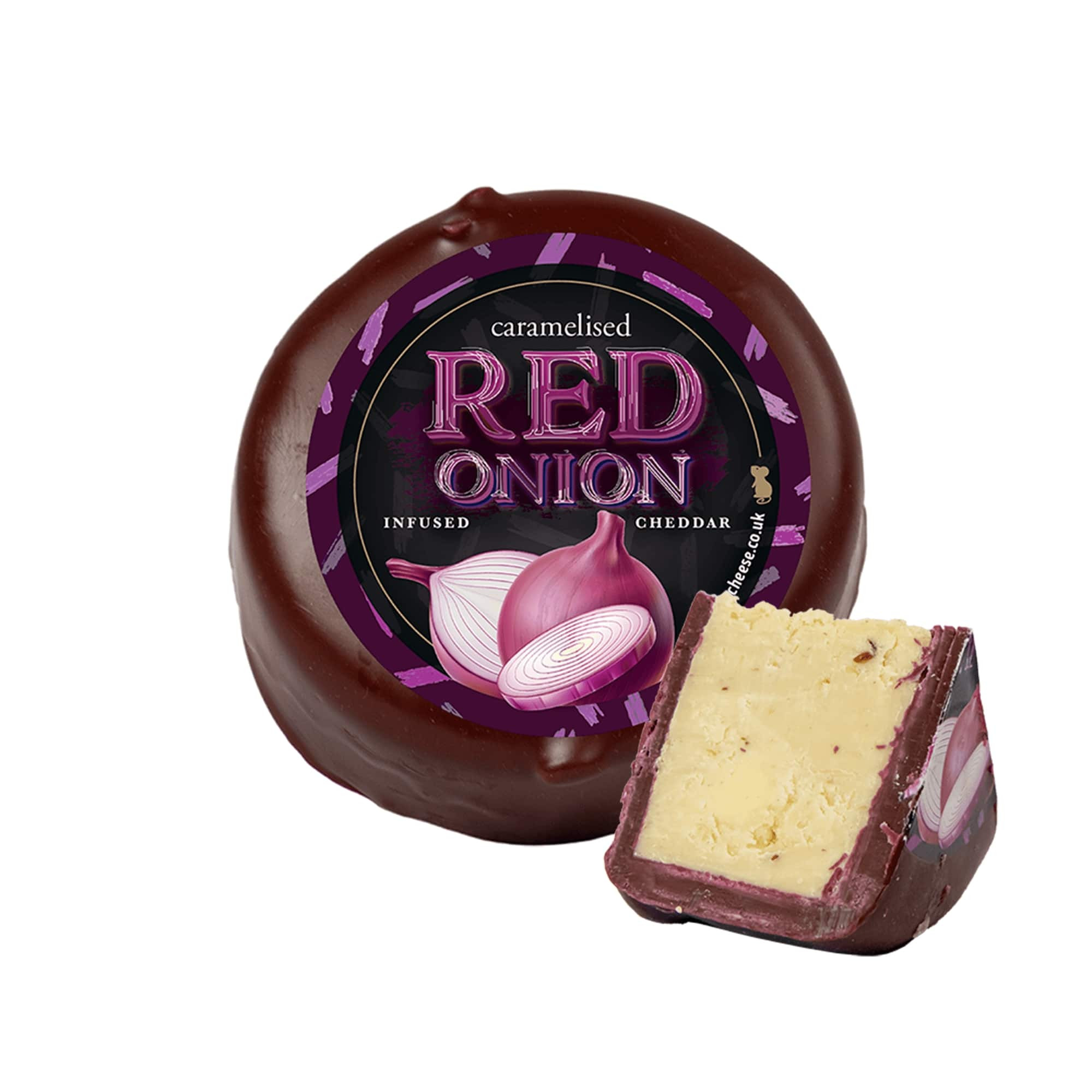 Caramelised Red Onion Cheddar - Waxed Cheese Truckle 200g